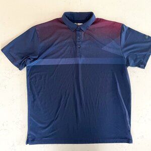 Callaway Opti Dri Sporty 3 Button SS Polyester Polo Golf Shirt Blue + Red Sz XL